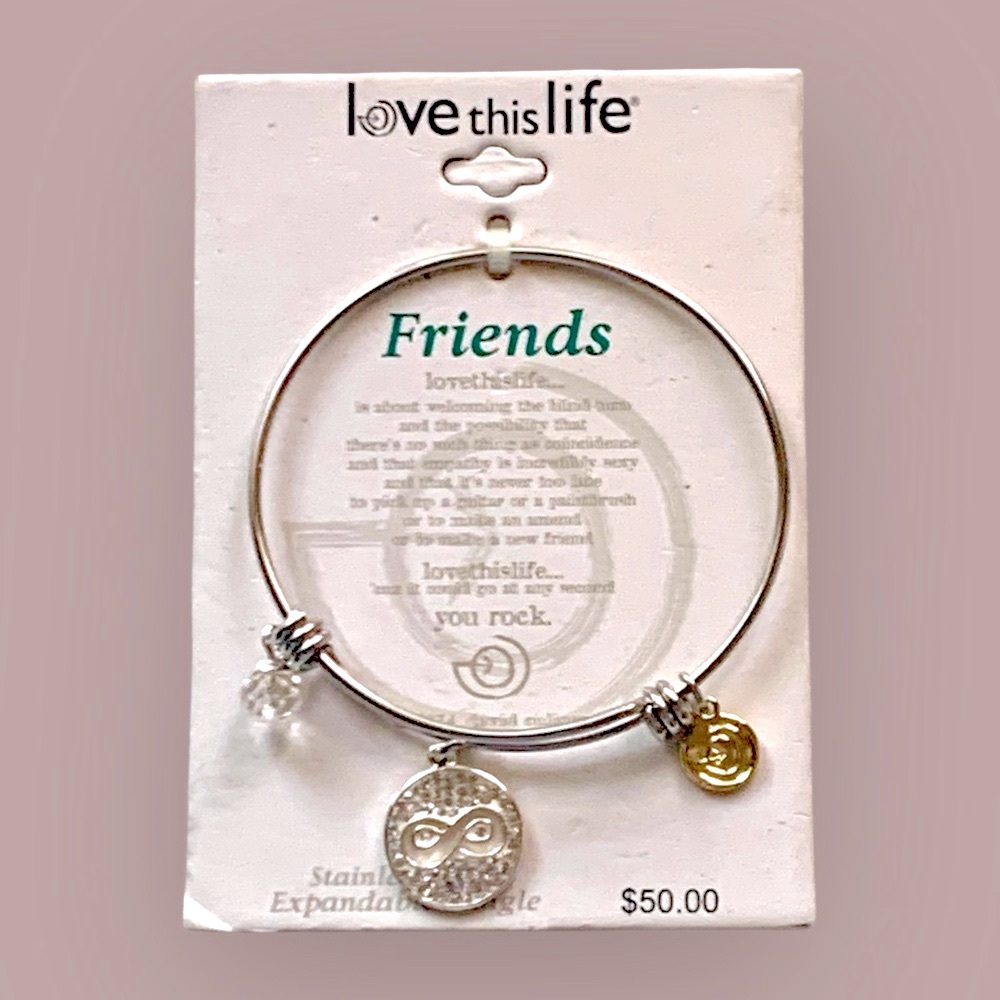 Love This Life stainless steel eternal friendship adjustable Charm Bracelet